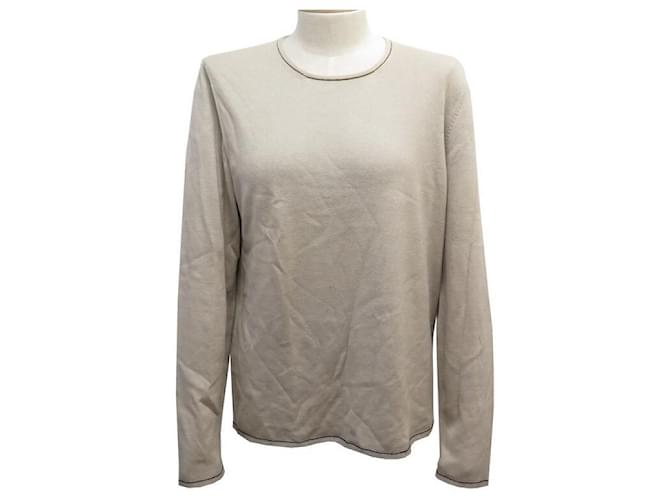 Hermès Hermes sweater 36 SIZE S MAN IN CASHMERE AND COTTON BEIGE CASHMER SWEATER  ref.486479