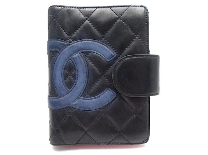 CHANEL CAMBON AGENDA COVER IN BLACK MATTRESS LEATHER LEATHER DIARY COVER  ref.486513