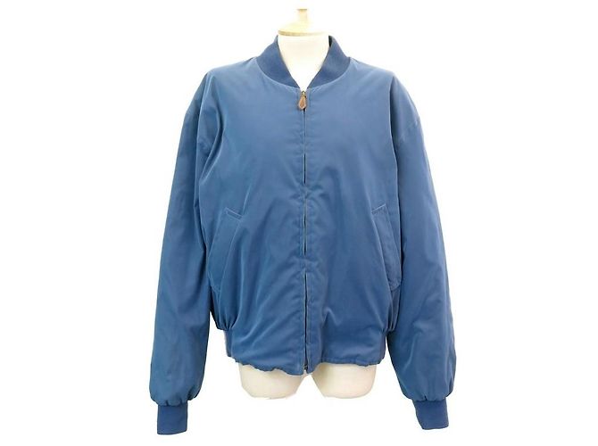 Hermès VINTAGE HERMES SCHACHBOMBERJACKE 2 PIERRE PERON 54 L BLAUE JACKE