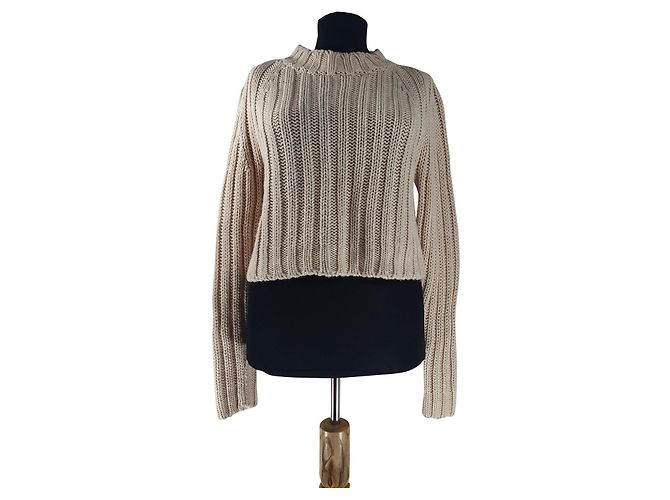 Ganni Kurzer Pullover Weiß Wolle 