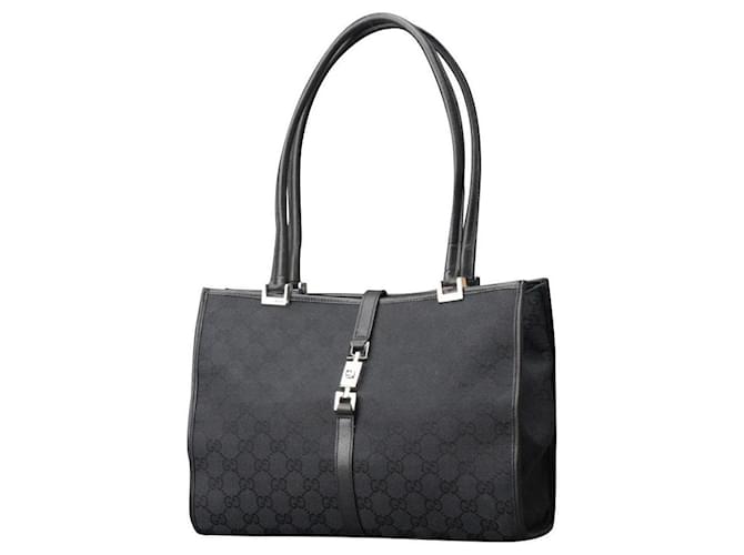 [Usado] Gucci Jackie Tote Bag Vintage Shoulder Bag GG Canvas Leather Black Silver Shoulder Bag Negro Cuero  ref.486594