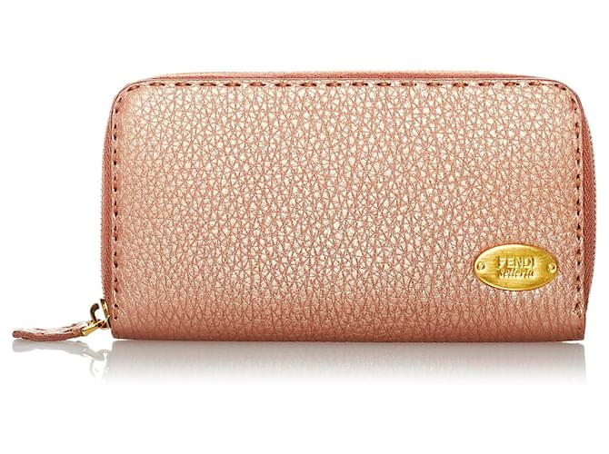 Wallets & purses Fendi - Pink and gold leather wallet bag