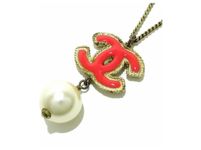 Chanel Brand New Gold CC Pink Pearl Necklace