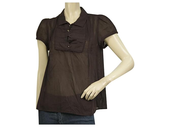 Marc Jacobs Burgundy Striped Cotton Tunic Shirt Top Blouse w. buttons size 6 Dark red  ref.486960