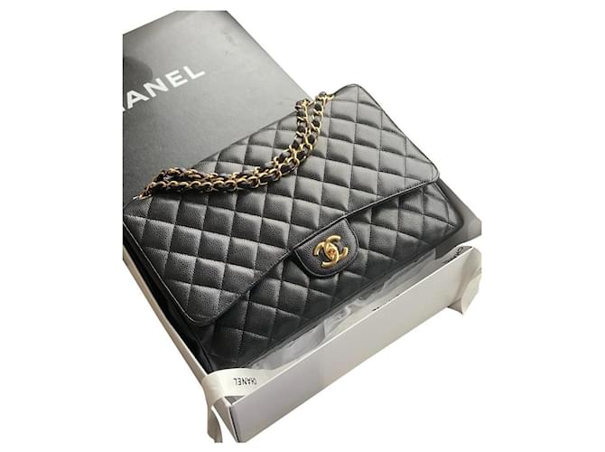 Timeless Chanel Classic Maxi Black Leather  ref.486964