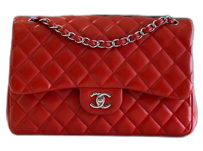 Timeless Chanel jumbo bag Red Leather  ref.487103