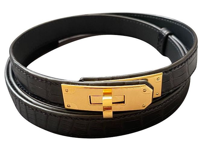 Hermès Kelly Belt Black Alligator Leather