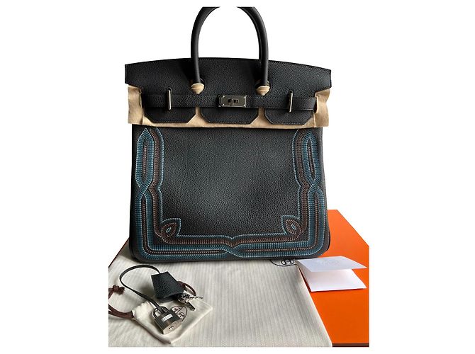 Sac à dépêches Hermès Hermes Haut a Courroies 40 Noir