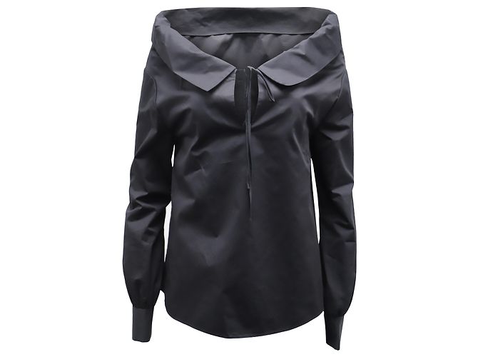 Marc by Marc Jacobs Blusa Co de manga larga de popelín de algodón negro