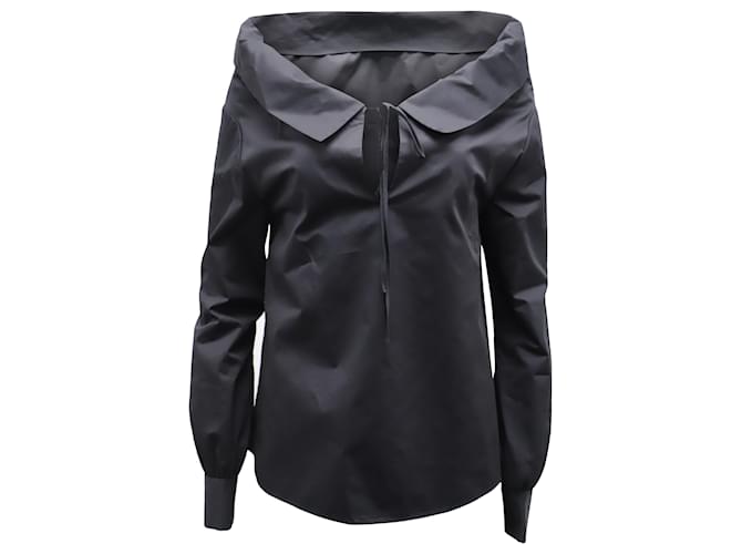 Marc by Marc Jacobs Co Long Sleeve Blouse in Black Cotton Poplin  ref.487238