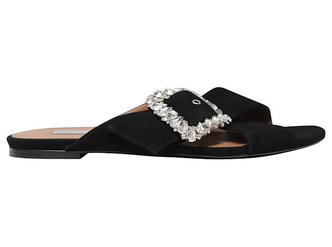 Tabitha Simmons Leni Flat Sandals in Black Suede  ref.487246