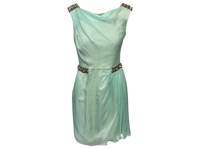Matthew Williamson Embellished Short Dress in Green Silk  ref.487255