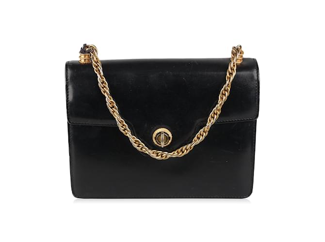 Gucci Vintage Black Leather Handbag with Chain Handle ref.487298