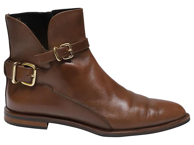 Tod's Tods Ankle Boots with Strap Detail in Brown Leather  ref.487309