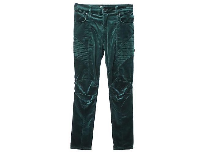 Pierre Balmain Schmal geschnittene Hose aus grünem Samt