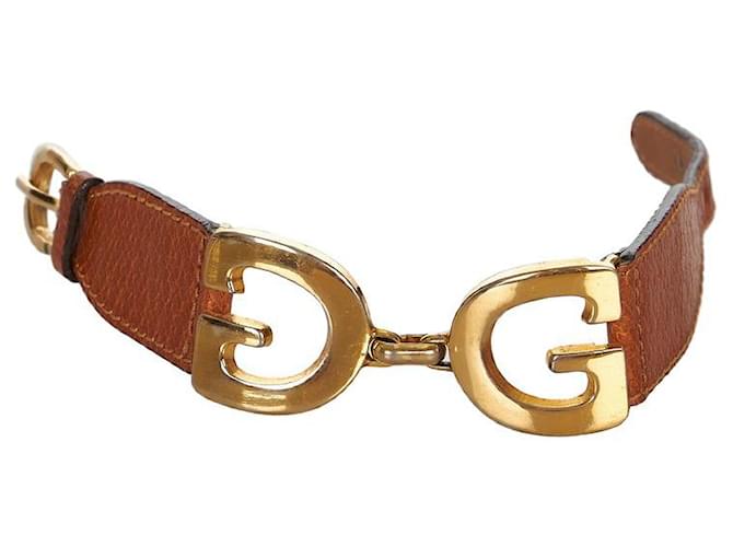 Gucci Armbänder Braun Golden Leder  ref.487325