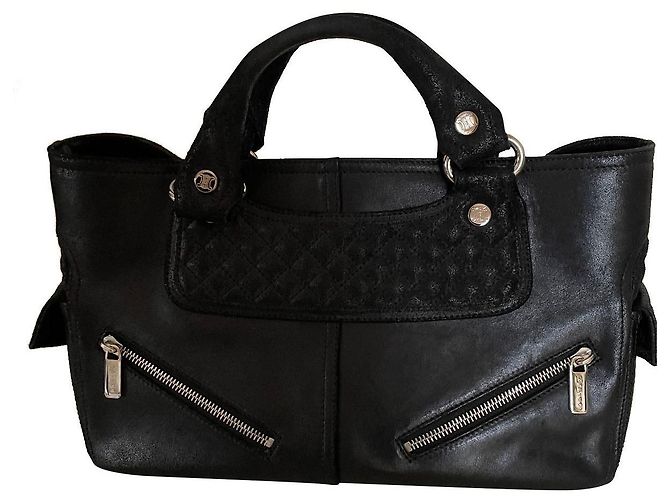 Bolsa Céline Boogie em couro preto