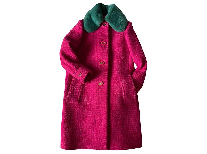 Emilio Pucci pink wool coat with mink collar