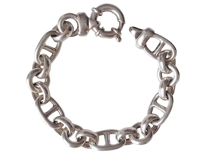 Autre Marque Etriers d'H style navy mesh bracelet.E.R.M.E.S Silver hardware Silver  ref.487828