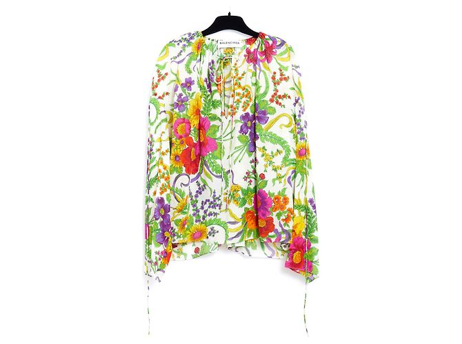 Balenciaga CREPON SEDA FLOR PT38/40 Branco