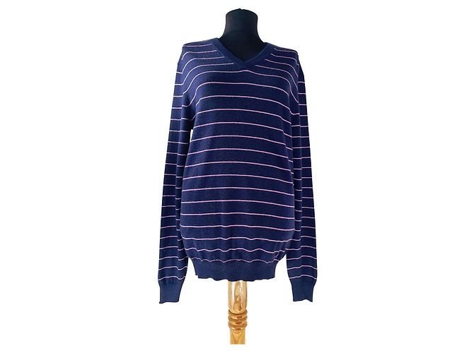 Samsoe & Samsoe Gestreifter Pullover aus Merinowolle Blau