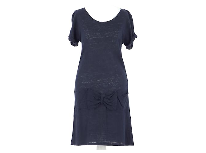 Claudie Pierlot robe Navy blue Linen  ref.488154