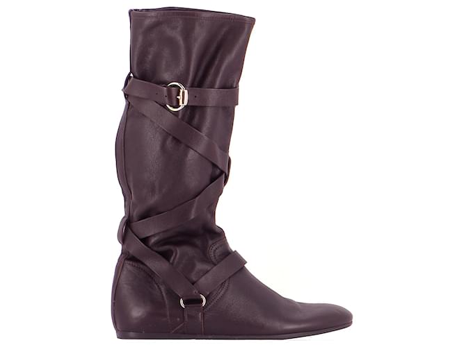 Gucci Boots Chocolate Leather  ref.488205