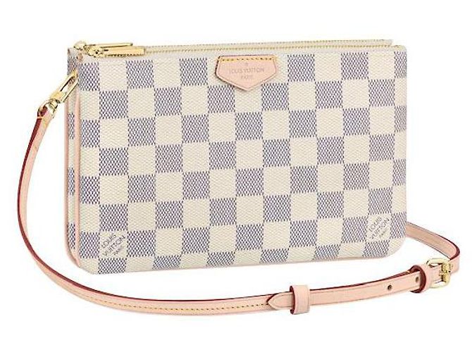 Pochette con cremallera Louis Vuitton Damier Azur Beige