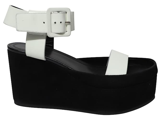 Sandalias de cuña con plataforma Céline en cuero negro  ref.488277