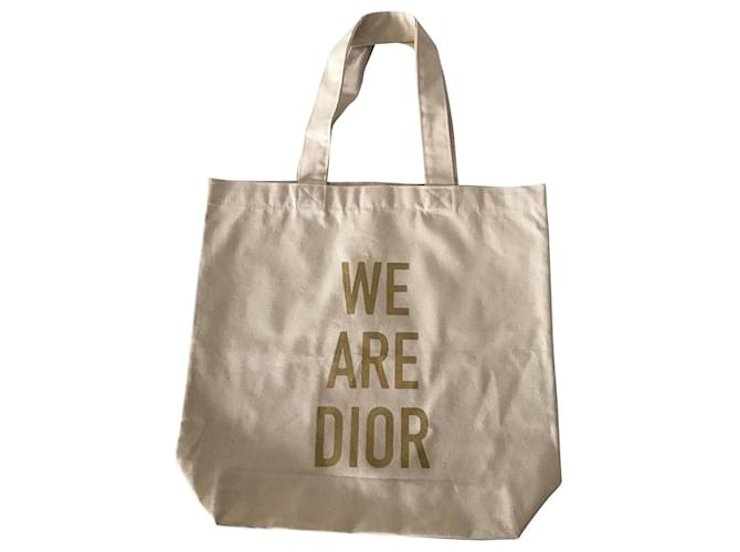 Dior Handbags Golden Cream Cloth  ref.488366