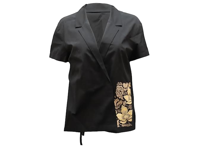 Dries Van Noten Kimono Shirt Wrap Around with Gold Floral