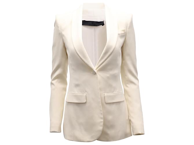 The Row Single Breasted Blazer in White Silk Cream  ref.488645