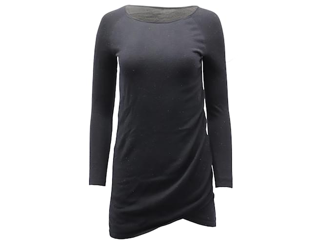 Theory – Langärmliges, drapiertes Jersey-Kleid aus schwarzer Wolle  ref.488655