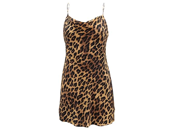 Alice + Olivia Harmony Camisole-Kleid mit Leopardenmuster aus mehrfarbiger Seide Mehrfarben  ref.488666
