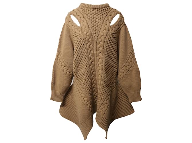 Alexander McQueen Robe pull à découpes en laine beige  ref.488678