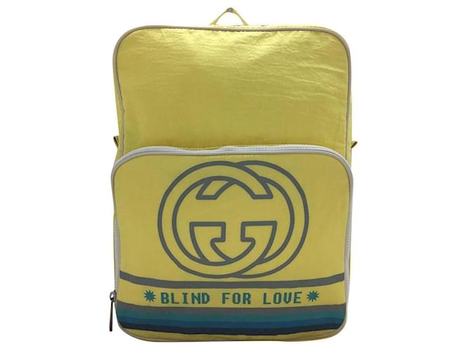 GUCCI Backpack / PVC / YLW / Daypack Backpack BLIND FOR LOVE Yellow Leather  ref.488724
