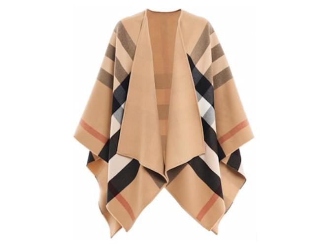 Burberry CAPE PONCHO CAMEL 100% REVERSIBLE MERINO WOOL NEW WITH TAG Beige  ref.488856