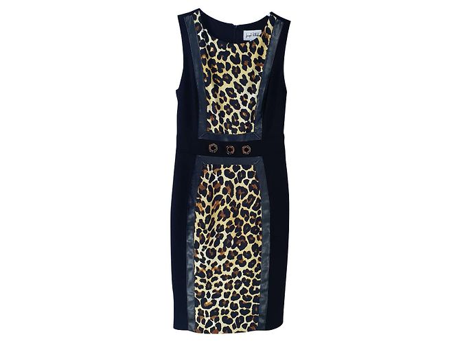 Joseph Ribkoff Kleid Schwarz Gold Mehrfarben Leopardenprint