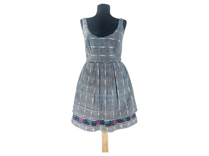 Vestido de algodón gris Free People Multicolor