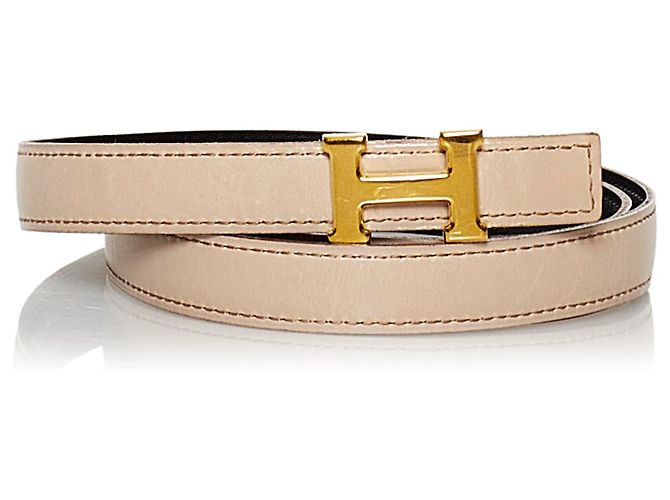 Hermès Cinto de couro Hermes marrom Constance Bege Dourado