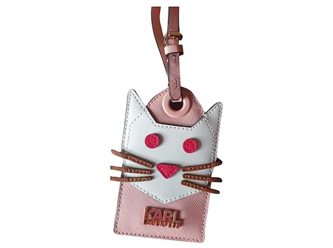 Karl Lagerfeld Choupette / door name address for bags or luggage Pink Leather  ref.489359