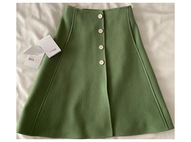 Courreges COURRÈGE flared skirt, 100% laine Green Wool  ref.489482