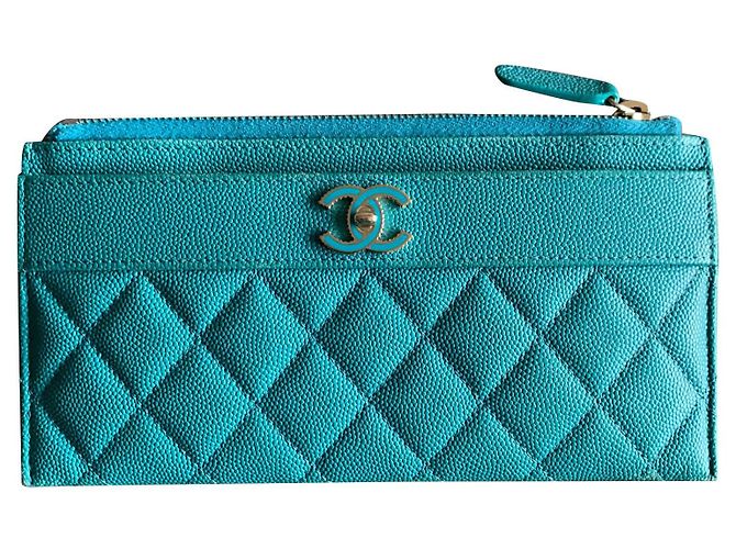 Chanel Zeitloses Classique Kartenetui Türkis