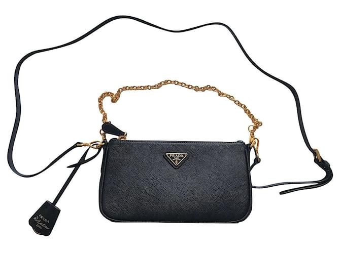 Prada Handbags Black Leather  ref.489556