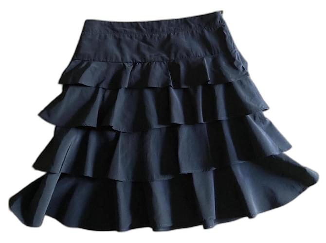 Black ruffled skirt Adolfo Dominguez polyester and cotton T. 36  ref.489583