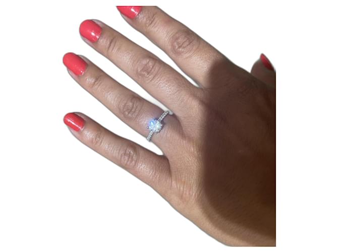 Autre Marque Bague solitaire diamants or blanc 18 karats  ref.489589