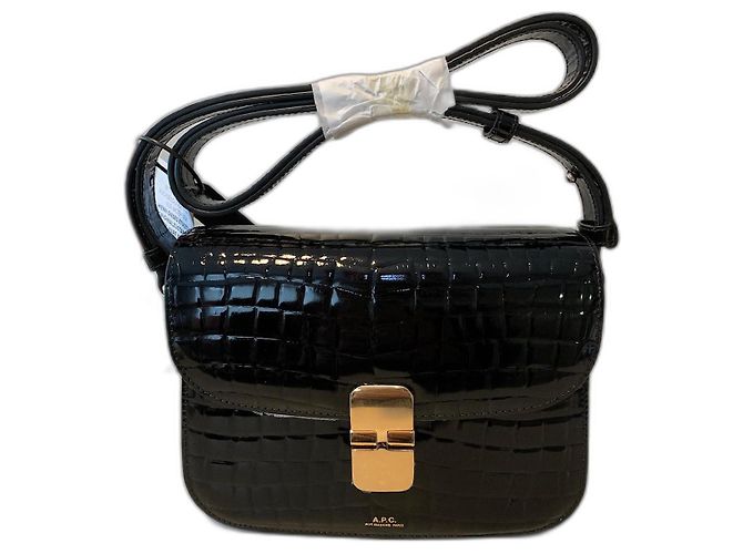 Autre Marque Grace Small Bag Schwarz Lackleder