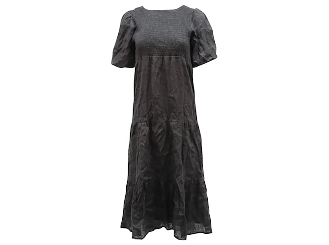 Faithfull The Brand Alberte Midi Dress in Black Rayon Cellulose fibre  ref.489601
