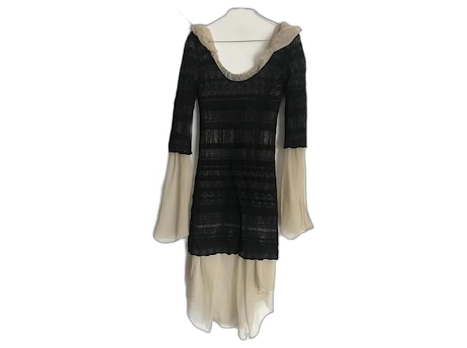 Jean Paul Gaultier Dresses Black Cream Silk  ref.489933
