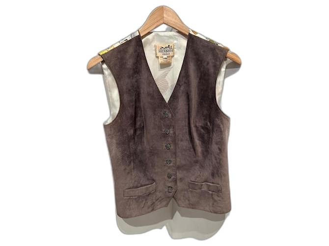 Hermès Knitwear Brown Suede Silk  ref.489939